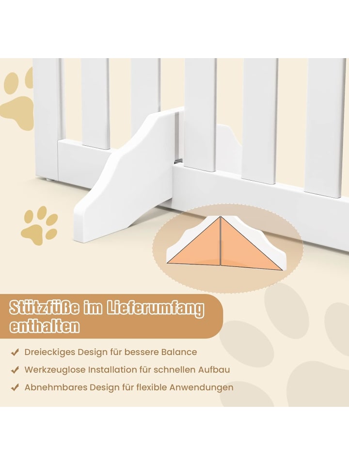 COSTWAY Absperrgitter Hunde 4 tlg. 89cm in Weiß günstig kaufen onesize