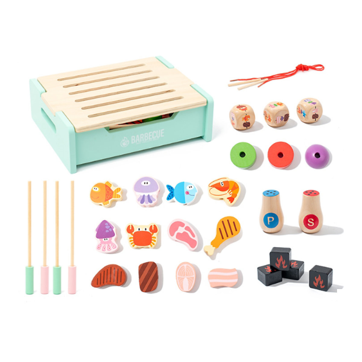 Simulierter Barbecue-Grill für Kinder Multifunktionales, farbenfrohes Holz