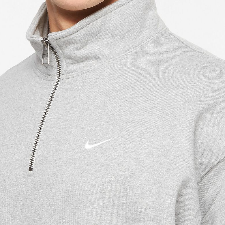NIKE Solo Swoosh HW BB Quarter Zip Top dk grey heather/white