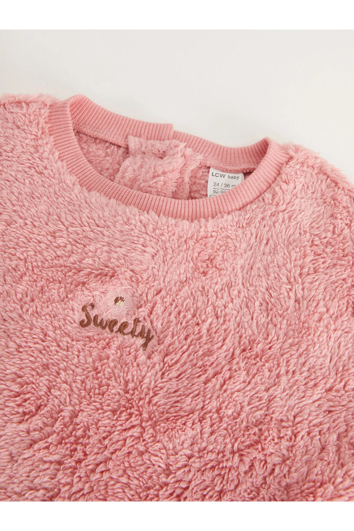 LC Waikiki  2-teiliges Set aus Plüsch-Baby-Sweatshirt und Strumpfhosen-Hose mit Rundhalsausschnitt