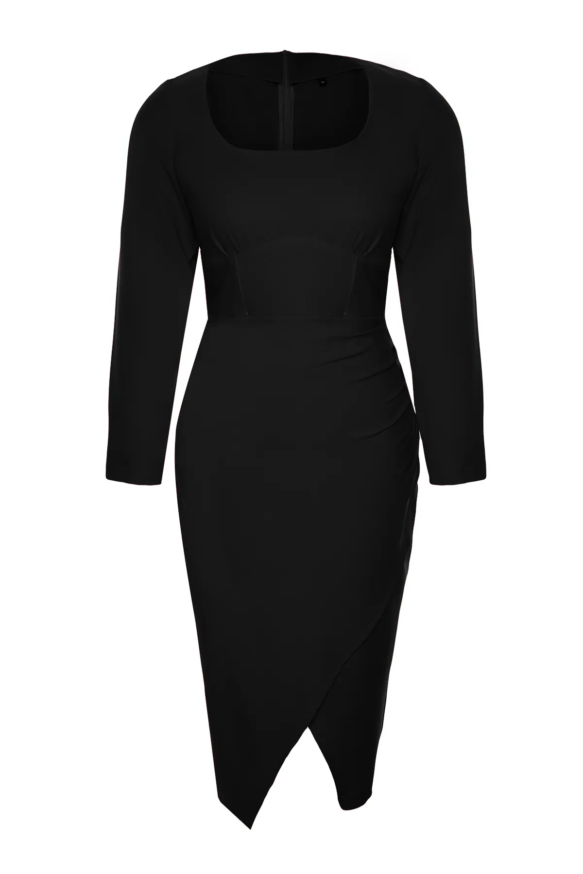 Trendyol Curve  Schwarzes tailliertes Midikleid aus Webstoff TBBAW24AH00080