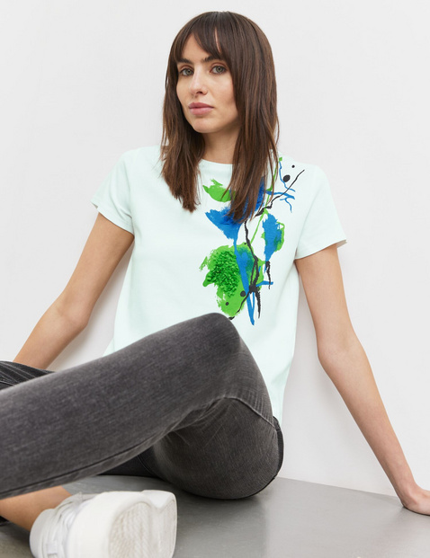 Baumwoll-Shirt mit platziertem Frontprint