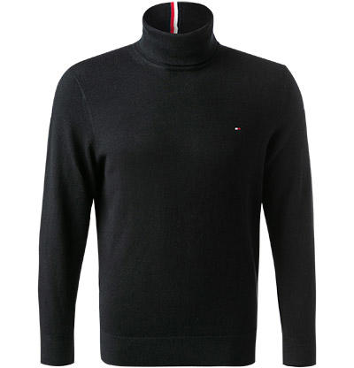 Tommy Hilfiger, Rollkragenpullover, Bio Baumwolle-Kaschmir, schwarz