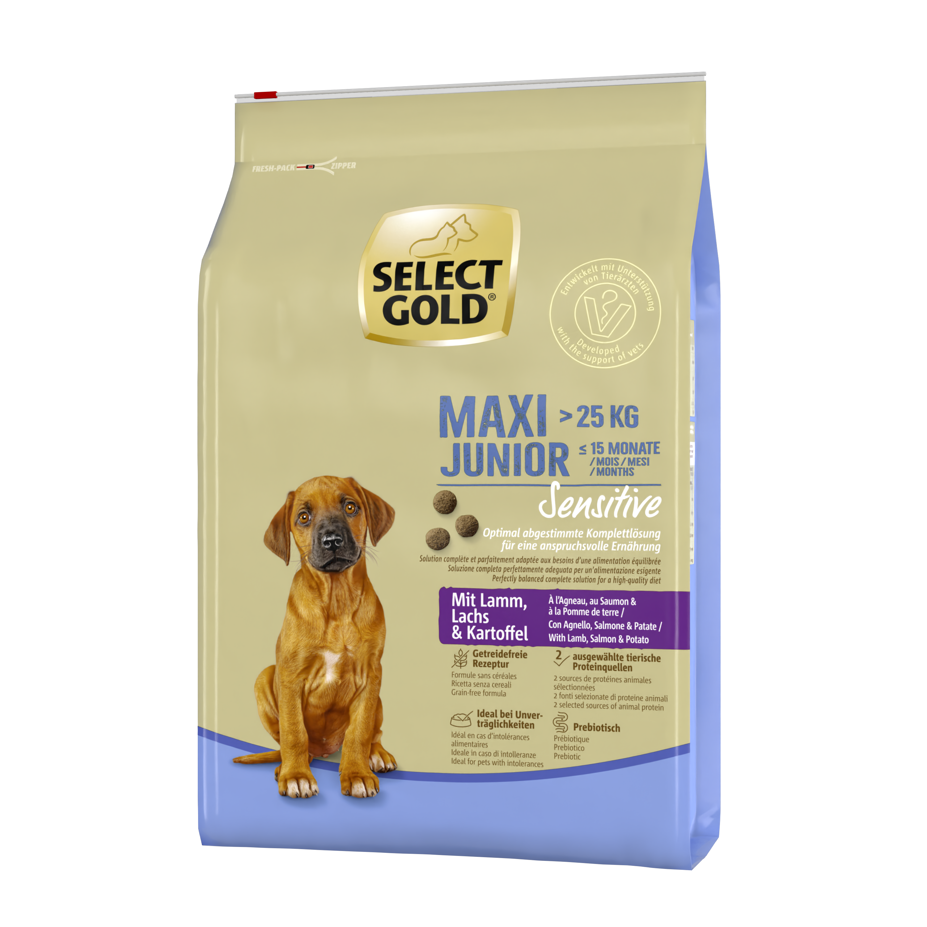 SELECT GOLD Hundetrockenfutter SELECT GOLD Sensitive Maxi Junior Lamm/Lachs/Kartoffel 4 kg