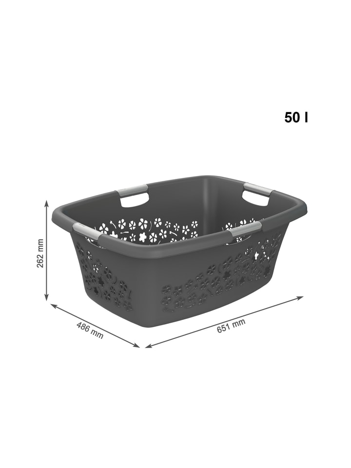 Rotho Flowers 3er-Set Wäschekorb 50l, Kunststoff (PP) BPA-frei in Anthrazit günstig kaufen onesize