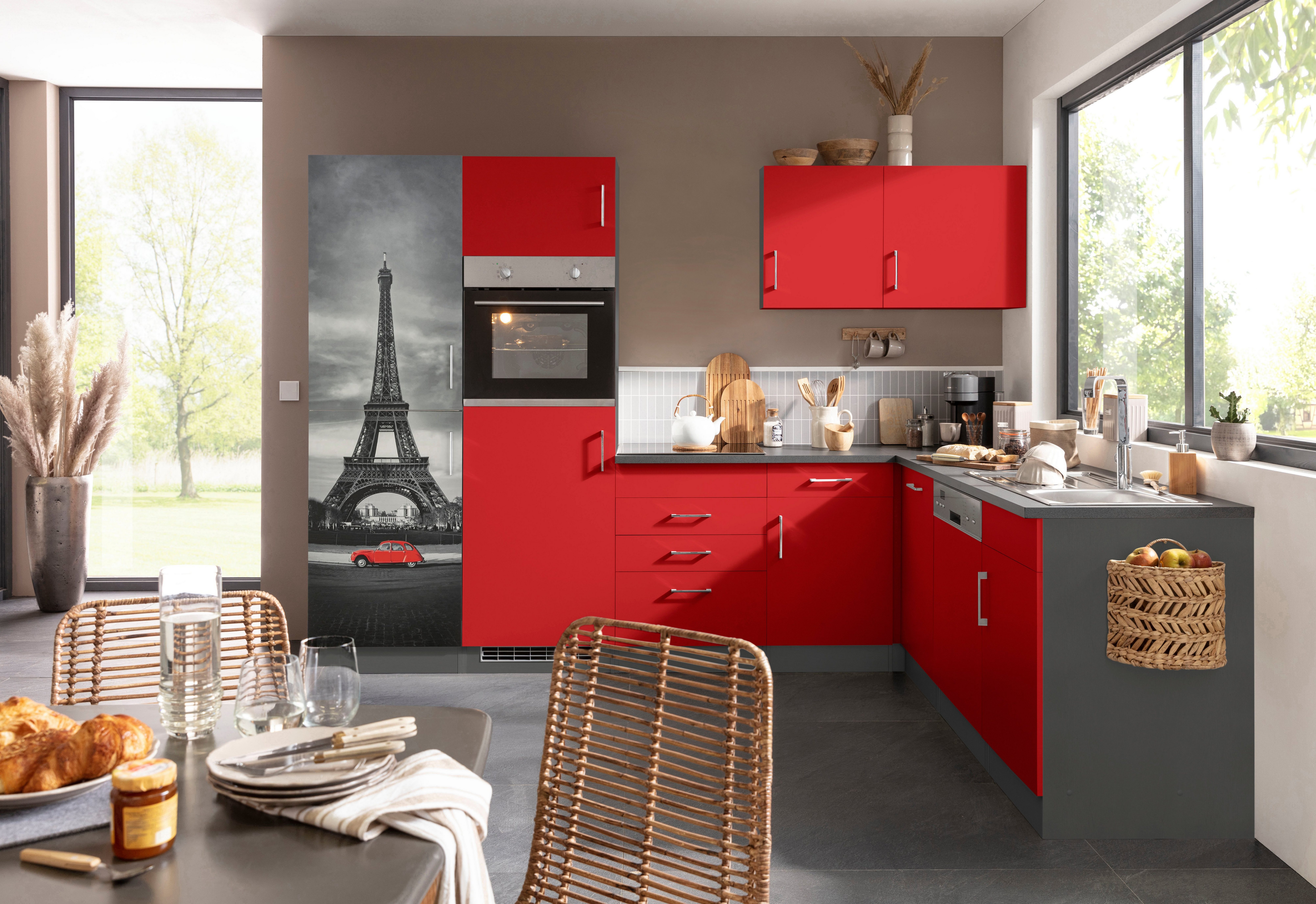 HELD MÖBEL Winkelküche Paris, ohne E-Geräte, Stellbreite 290/220 cm