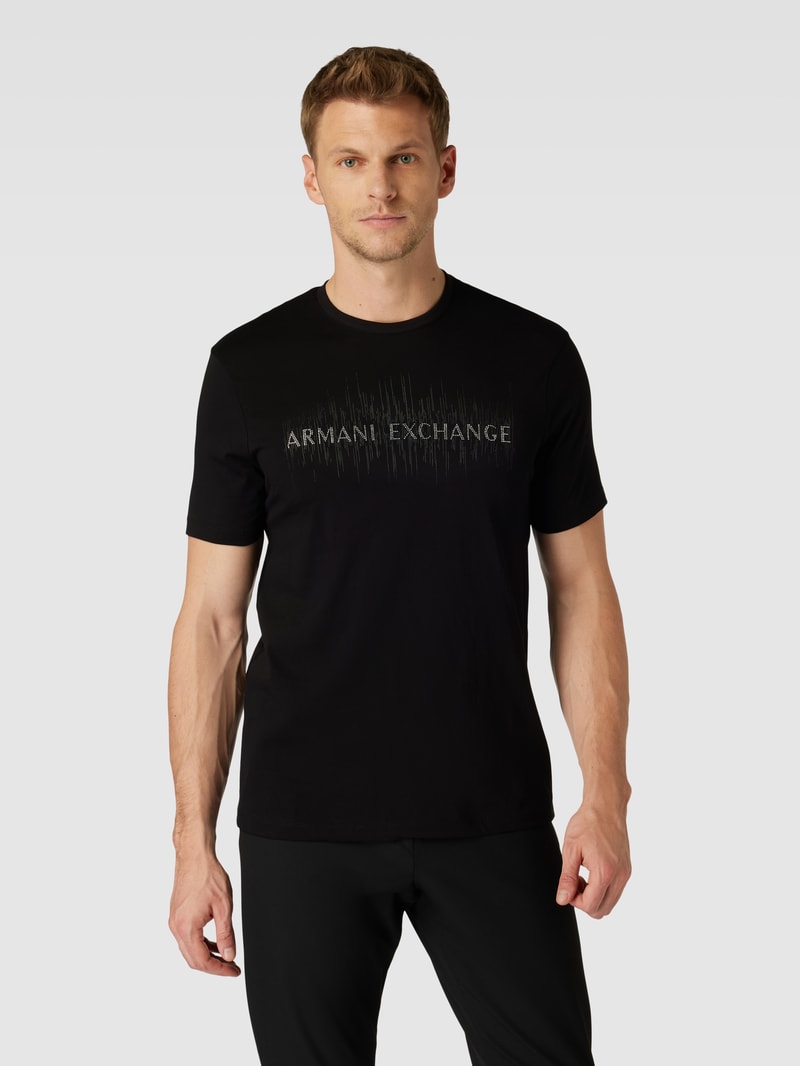 T-Shirt mit Strasssteinbesatz in schwarz