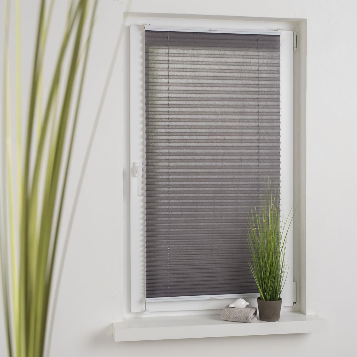 Bella Casa Klemmfix Plissee verspannt 80 x 220 cm grau