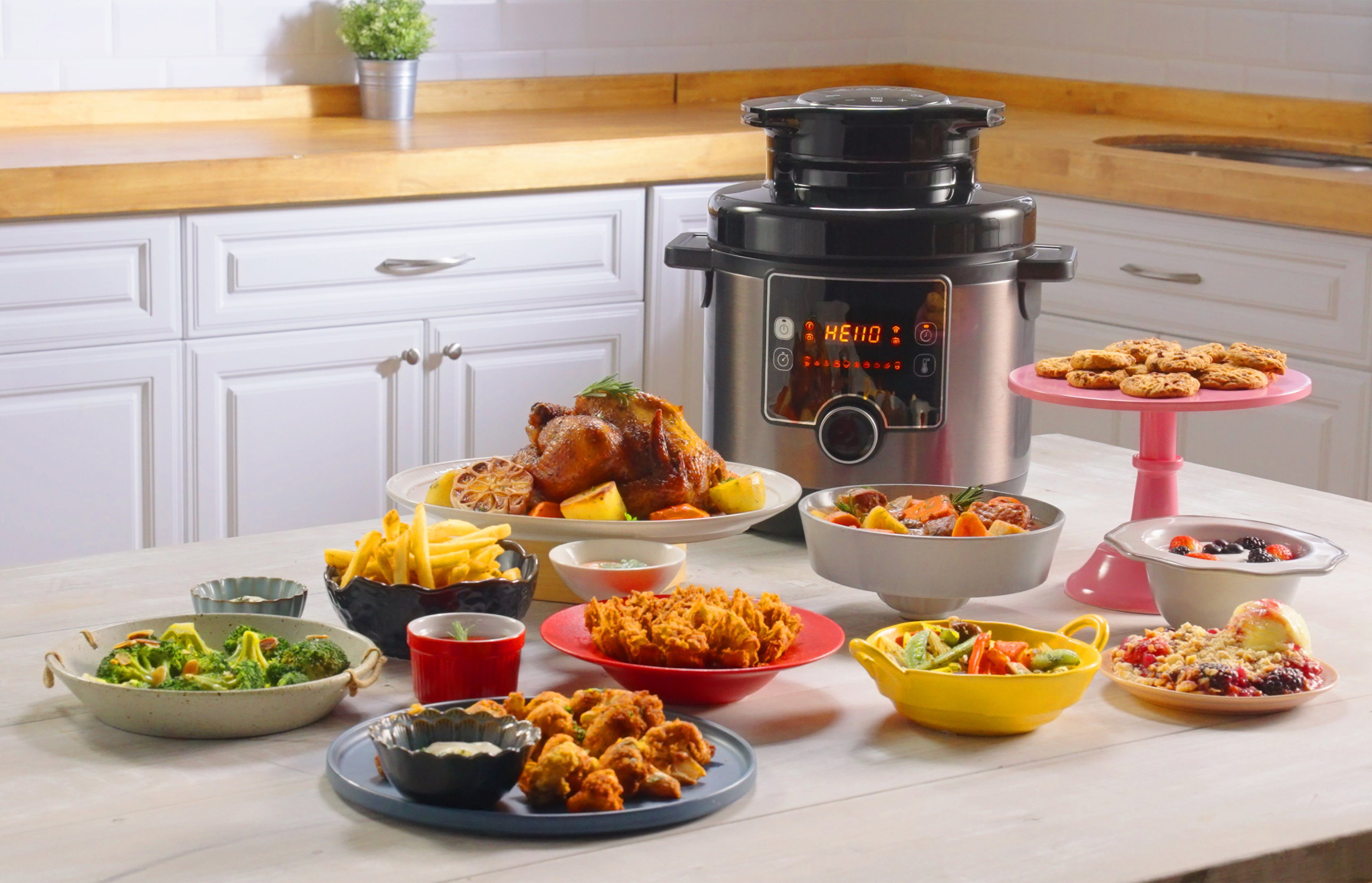 Tefal Multikocher CY7788 Turbo Cuisine & Fry, 1090 W, 7,6 l Schüssel, Schnellkochfunktion, 10 aut. Kochprogramme, 4 Extra Crisp Programme