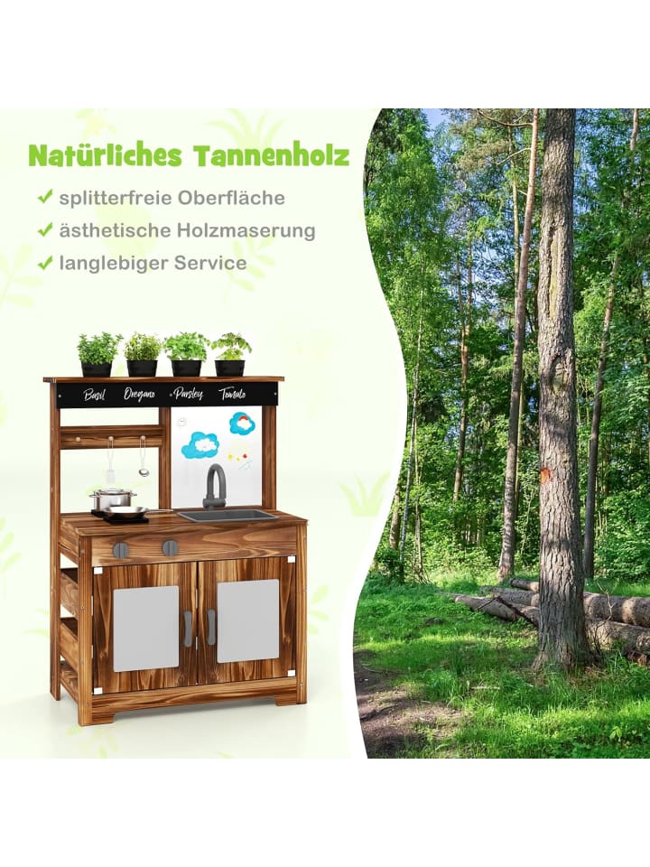 COSTWAY Matschküche Kinder Outdoor in Braun günstig kaufen onesize