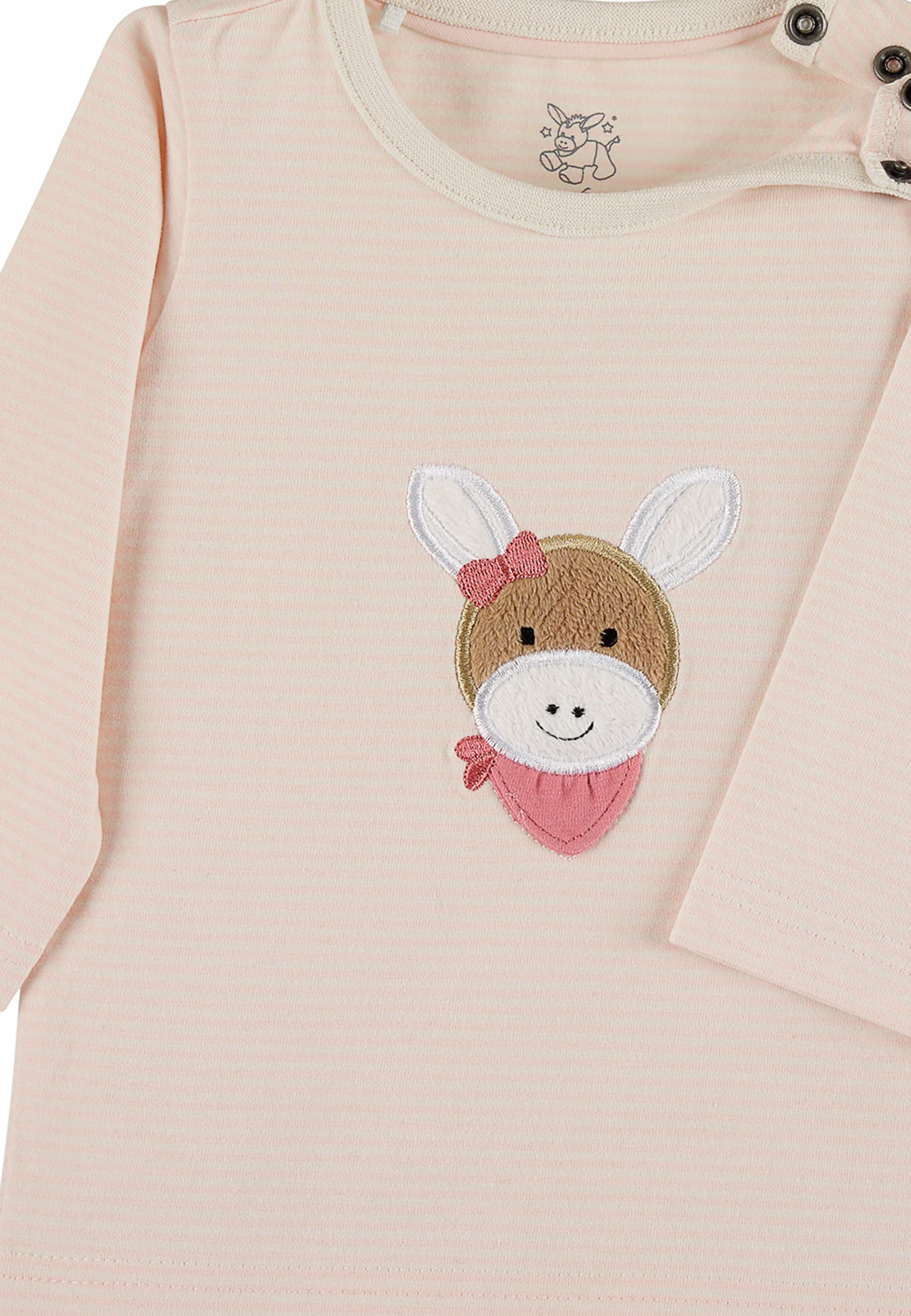 GOTS Langarm-Shirt Esel Emmi Girl, Rosa geringelt