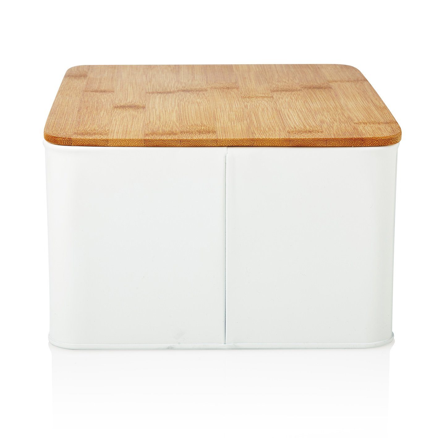 Lumaland Brotkasten Cuisine, Edelstahl, (1-tlg), Brotbox Metall Bambus Deckel rechteckig 30x23x14cm