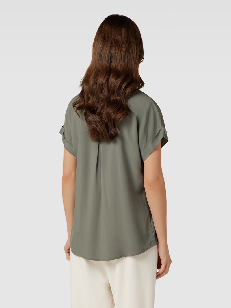 Blusenshirt aus reiner Viskose mit Kellerfalte in schilf