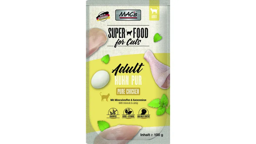 MAC's CAT Katzennassfutter Pouchpack Huhn pur 100 g