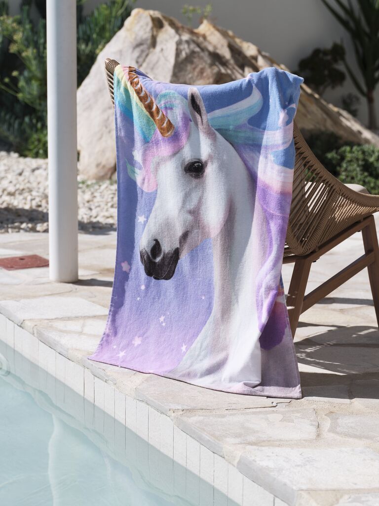 Goldenes Einhorn-Badetuch, 70 x 140 cm