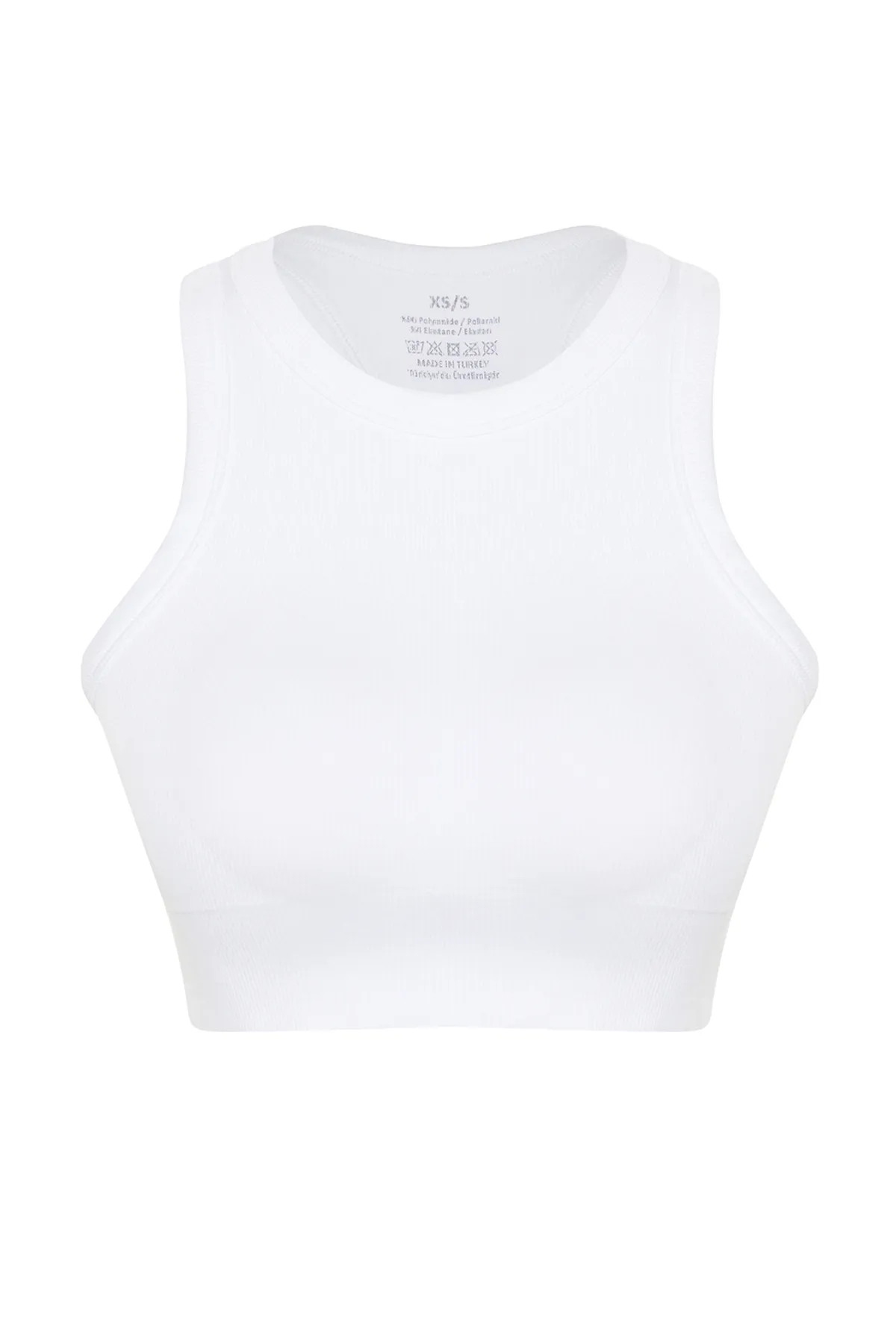 Trendyol Collection  Weißer, schnurgebundener, nahtloser/nahtlos gepolsterter Neckholder-Sport-BH THMSS24SS00014