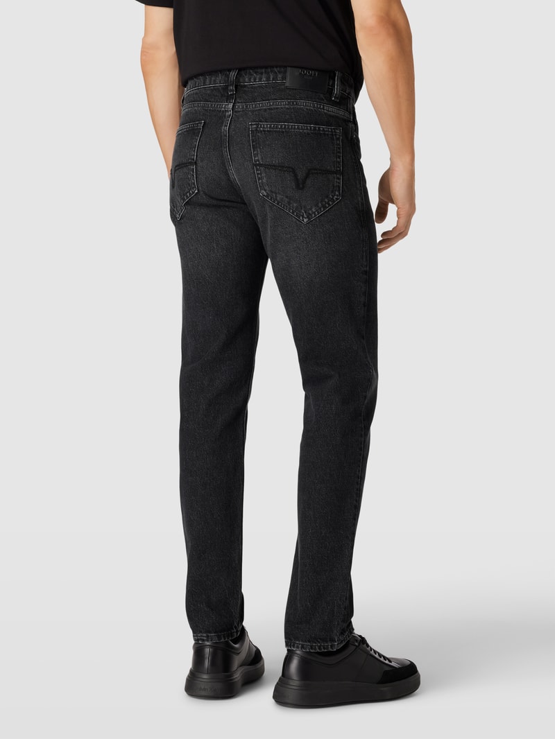 Modern Fit Jeans mit Label-Detail Modell 'MITCH' in dunkelgrau