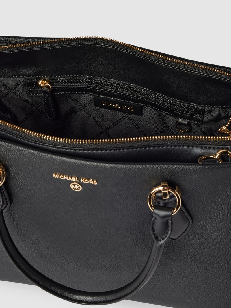 Tote Bag aus Leder mit Label-Detail Modell 'MARILYN' in schwarz