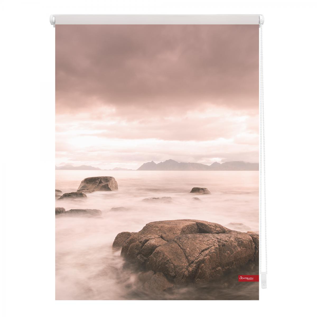 Lichtblick Rollo Klemmfix, ohne Bohren, blickdicht, Stone - Grau Rot, 90 x 150 cm (B x L)