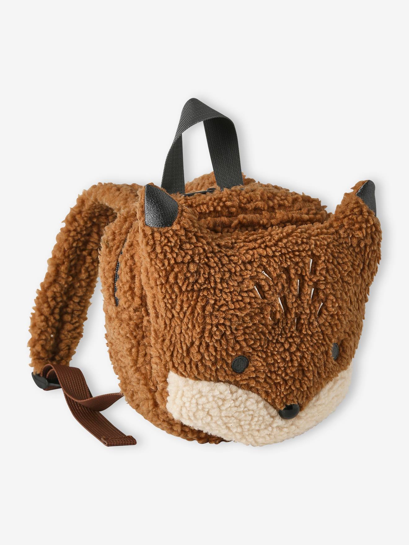 Sac à dos renard en sherpa enfant roux