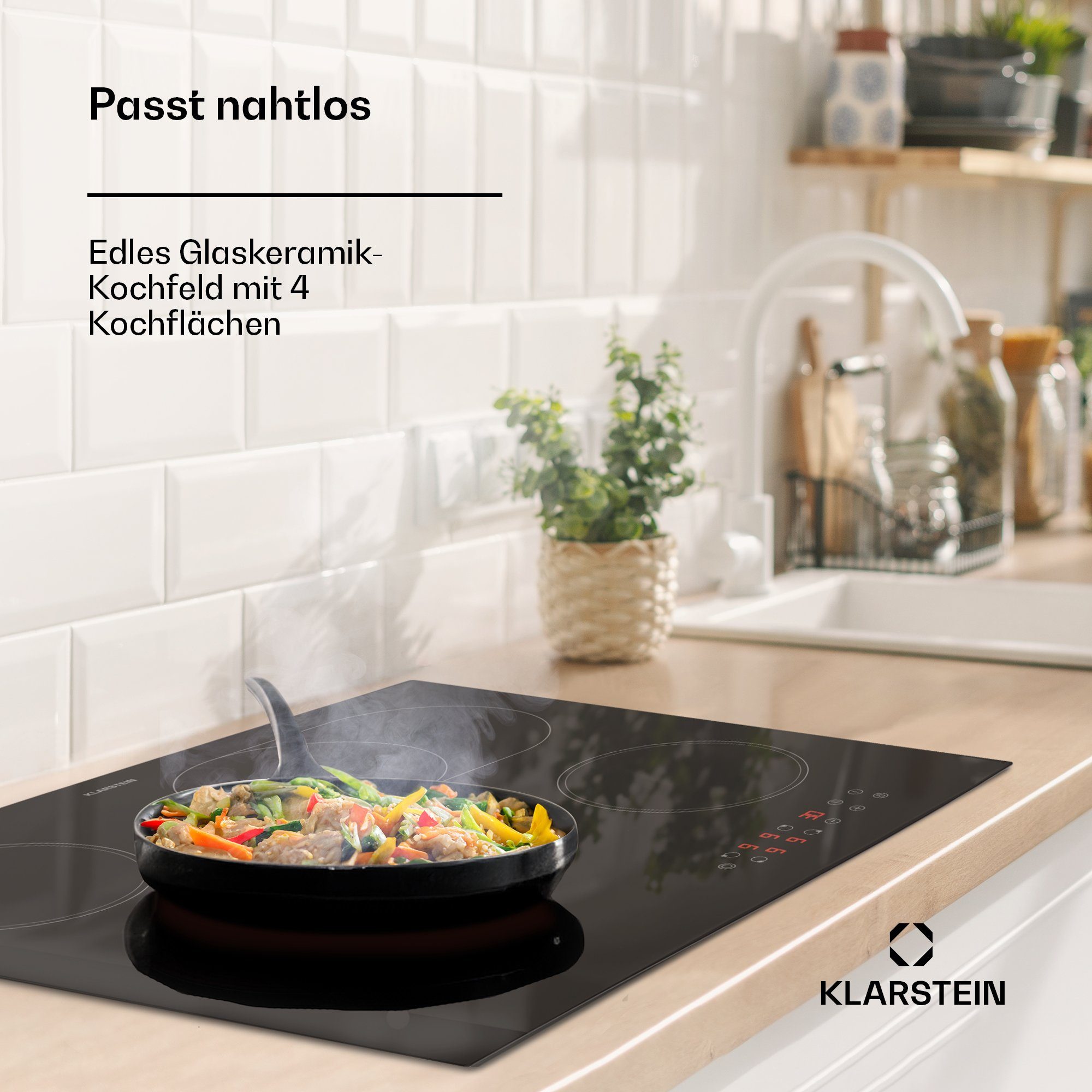 Klarstein Induktions-Kochfeld CP4-Virtuosa4-Plus.B CP4-Virtuosa4-Plus.B, Kochfelder Induktion Hob 4 Zonen 6500 W