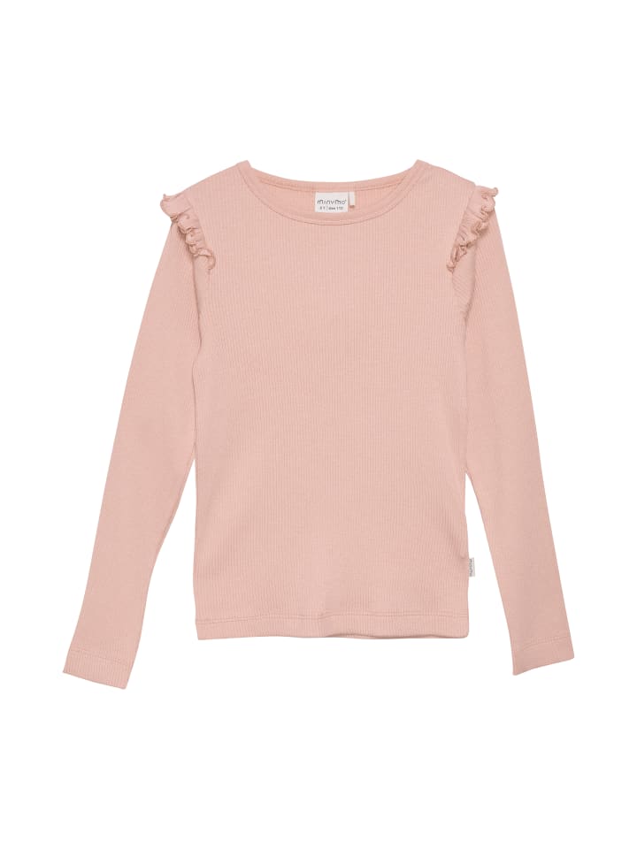 Minymo Longsleeve MIT-Shirt LS Rib 6174  Langarmshirt mit Rüschen in Rosa günstig kaufen