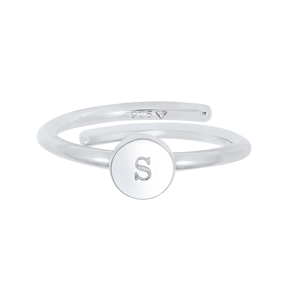 Elli Elli Bague Buchstabe S Kreis Verstellbar 925 Sterling Silber Bague