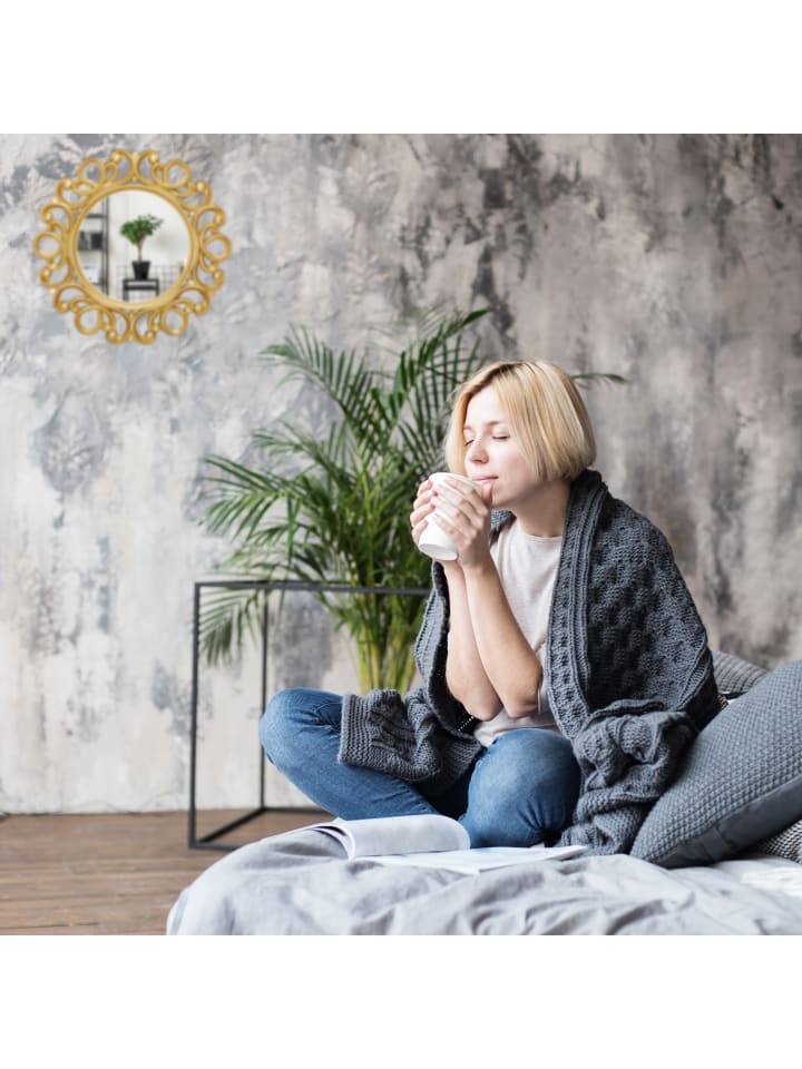relaxdays Wandspiegel in Silber - Ø 50 cm günstig kaufen onesize