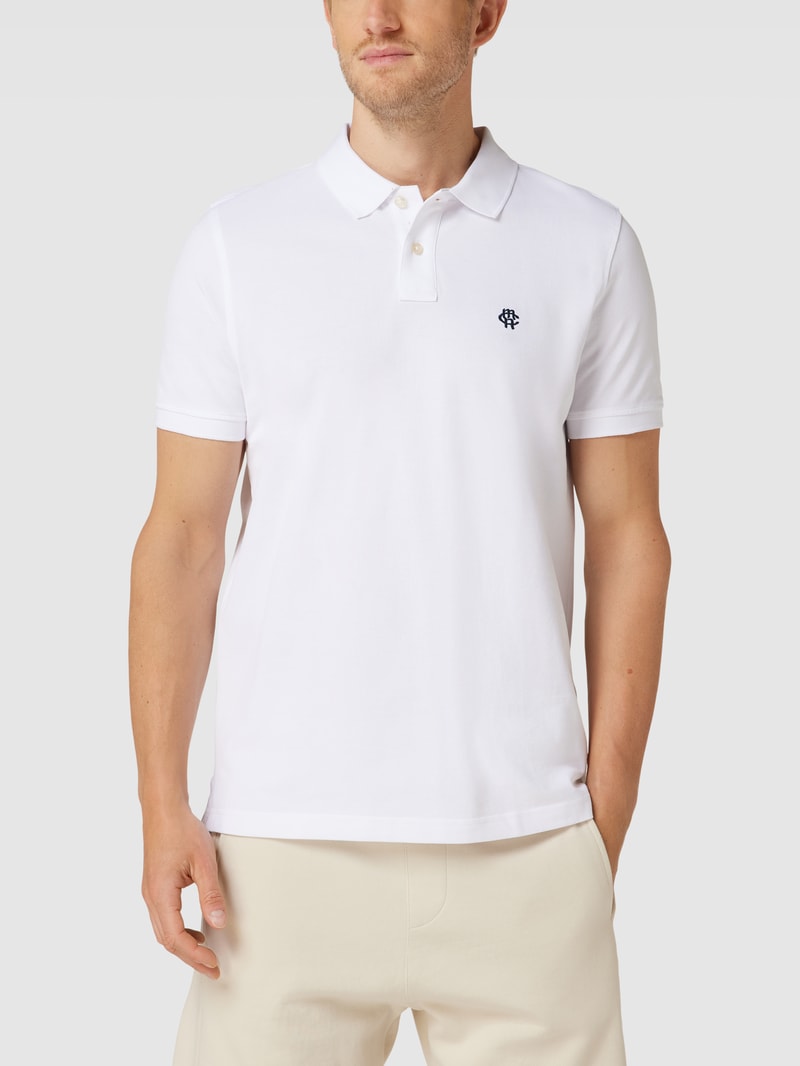 Poloshirt mit Logo-Stitching in weiß