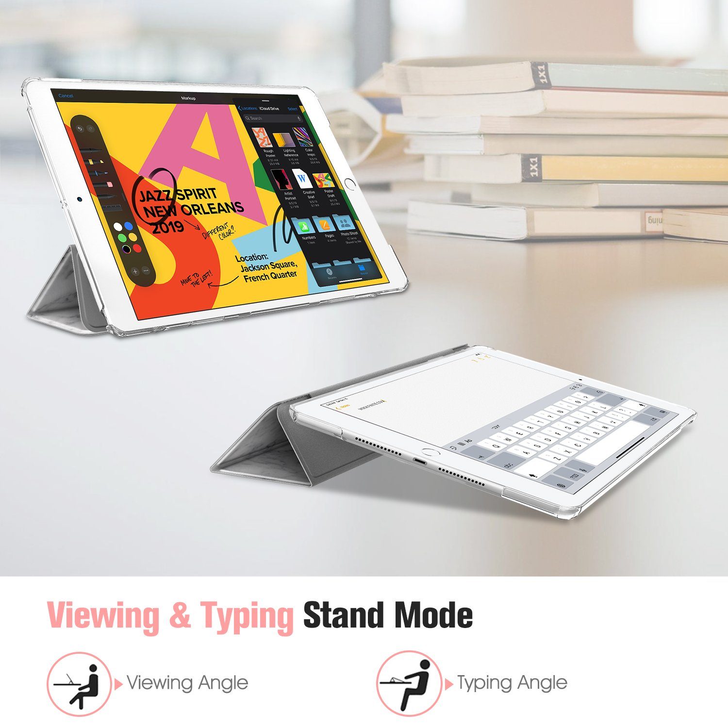 Fintie Tablet-Hülle Hülle für iPad 10.2 Zoll (9./8./7. Generation, Modell 2021/2020/2019) 10.2 Zoll, Ultradünn Cover mit transparenter Rückseite Abdeckung Auto Schlaf/Wach