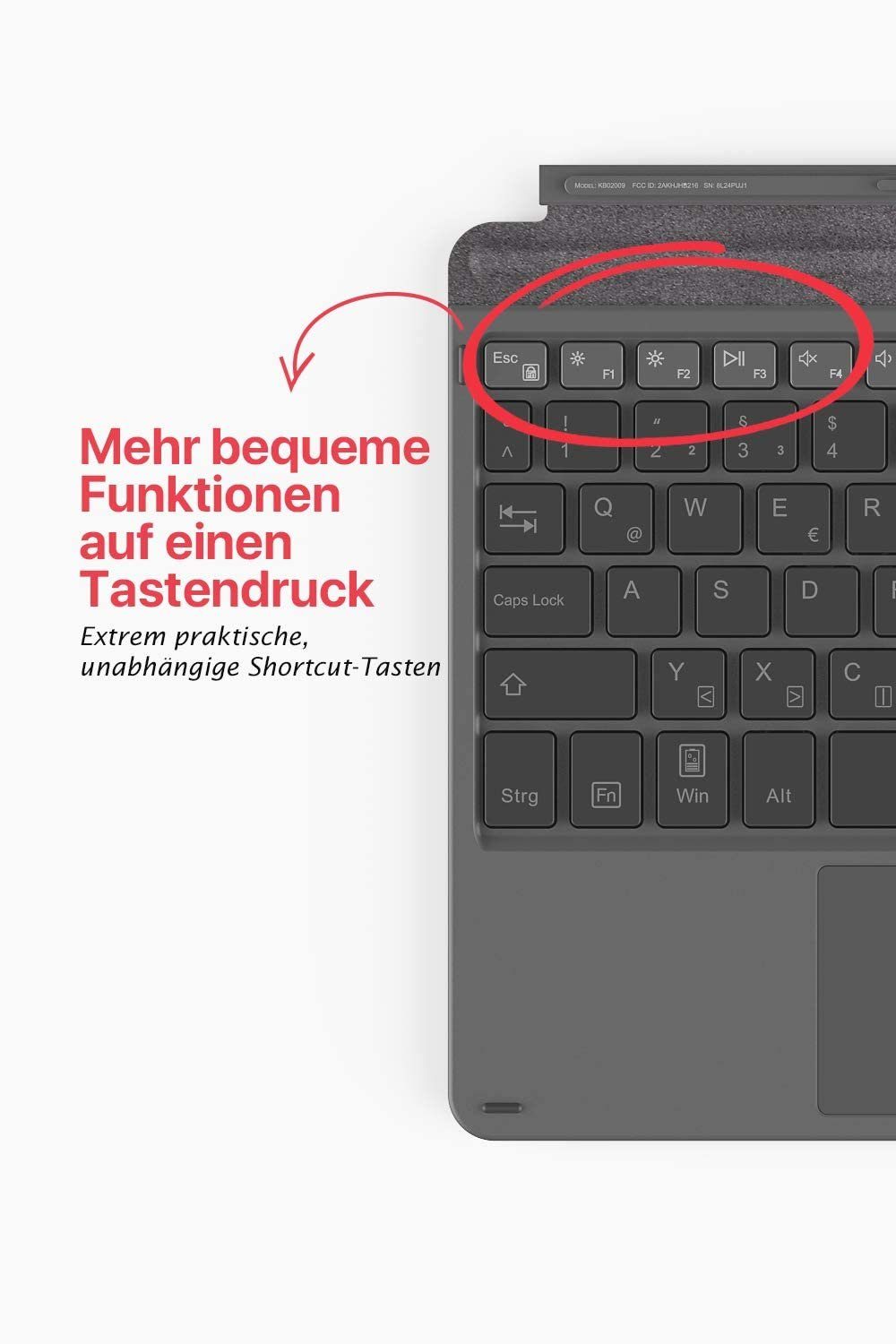 Inateck Tastatur für Surface Go 1&2&3 Generation Tablet-Tastatur