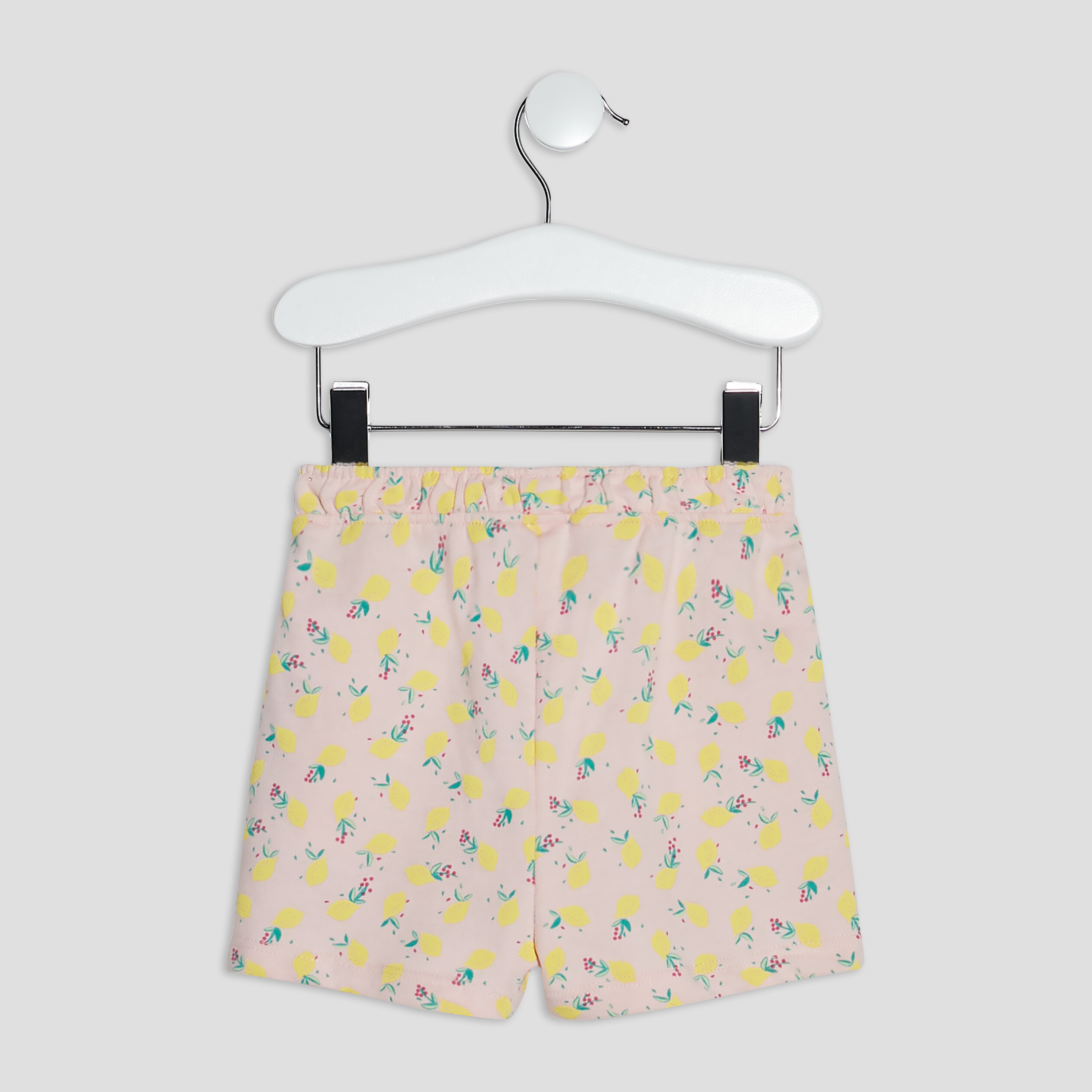 Short droit taille élastiquée rose clair bébé fille | La Halle
