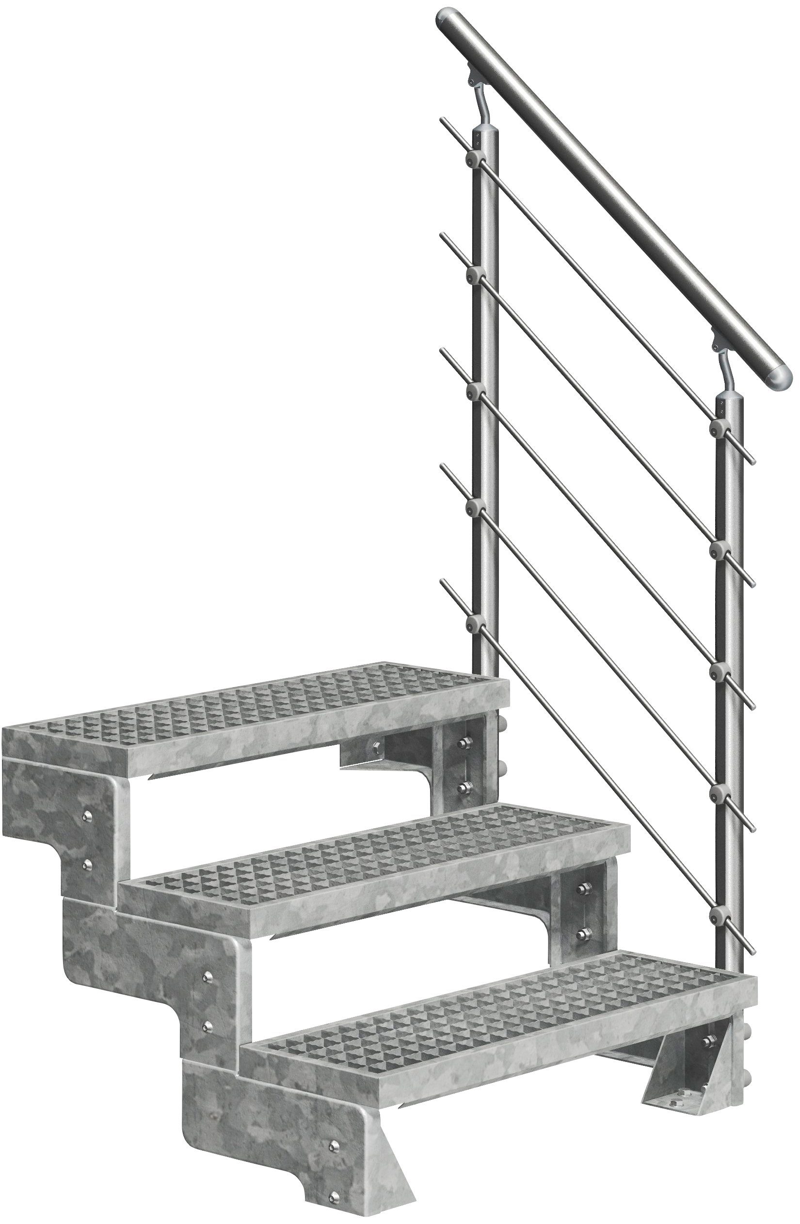 Dolle Außentreppe Gardentop, für Geschosshöhen bis 66 cm, Stufen offen, Gitterroststufen 80 cm
