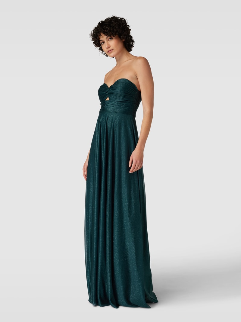 Abendkleid mit Raffungen in dunkelgrün