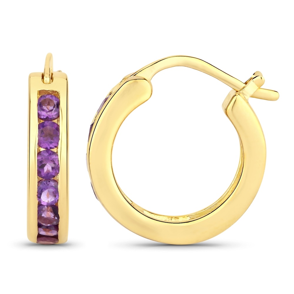 Rafaela Donata Boucles doreilles Argent sterling Améthyste en Or jaune Bijoux