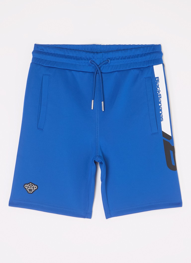 Pantaloni scurți sport negri Drifting Straight-Fit cu logo de la Bananas