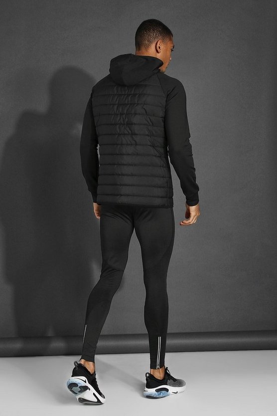 Gesteppter Man Active Gym Hoodie mit Reißverschluss