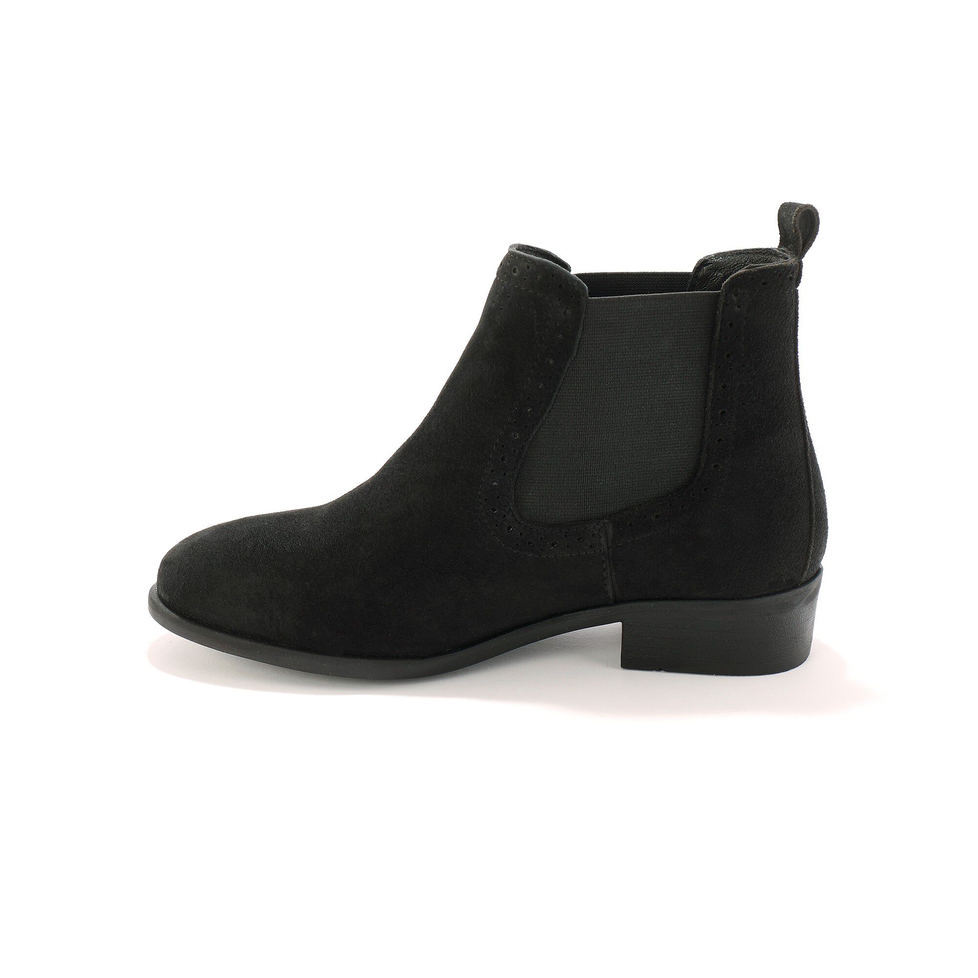 Boots élastiquées perforées Chelsea en croûte de cuir
