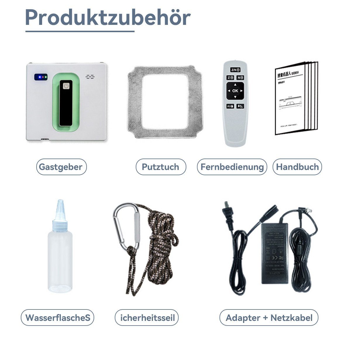 Hikeren Fensterputzroboter Fensterreiniger Roboter,Fenstersauger,2500Pa,Mit 50 ml Wassertank,72W