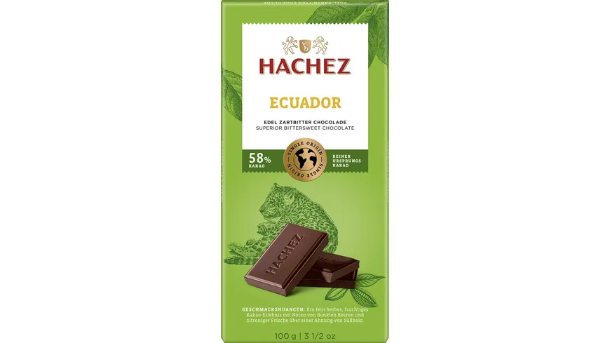 Hachez Zartbitter Schokolade Ecuador 58% Kakaoanteil 100 g