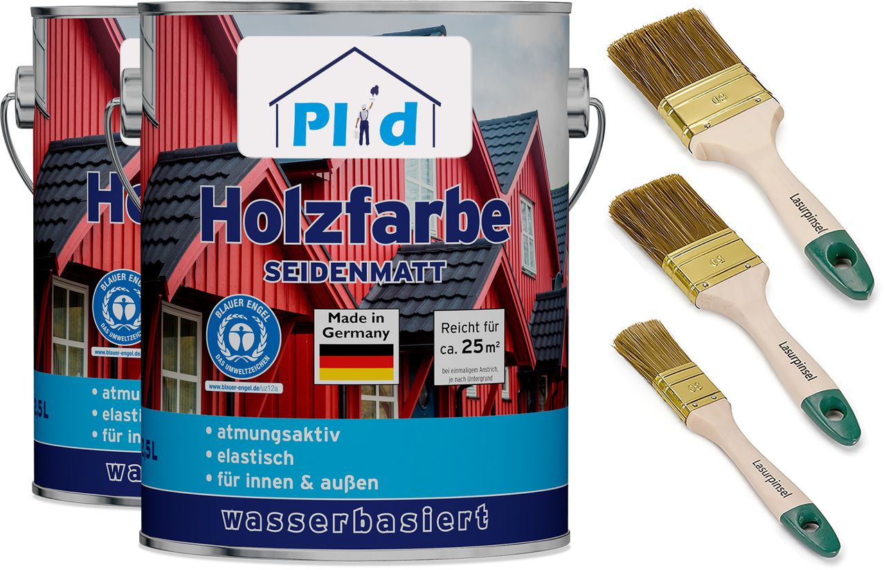 Plid Premium Holzfarbe Holzlack Farbe für Holz Pinsel Schwedenrot