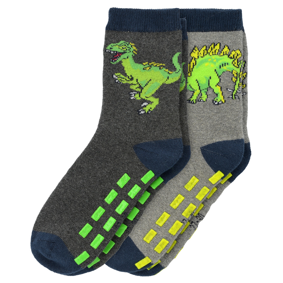 2 Paar Jungen Stoppersocken mit Dino-Motiven