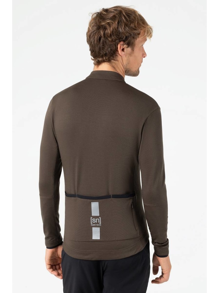 super.natural Merino Fahrradtrikot M GRAVIER LS JERSEY in dunkelbraun - schwarz günstig kaufen