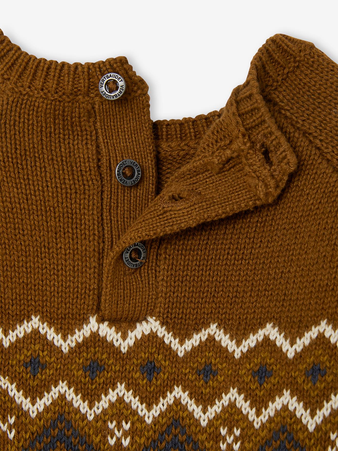 Pull jacquard bébé cannelle