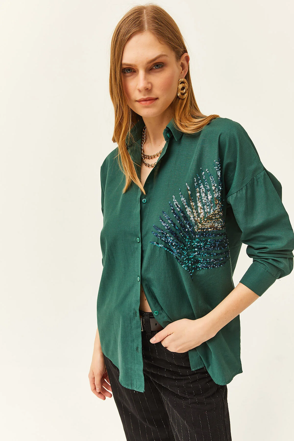 Olalook  Hemd - Grün - Oversized