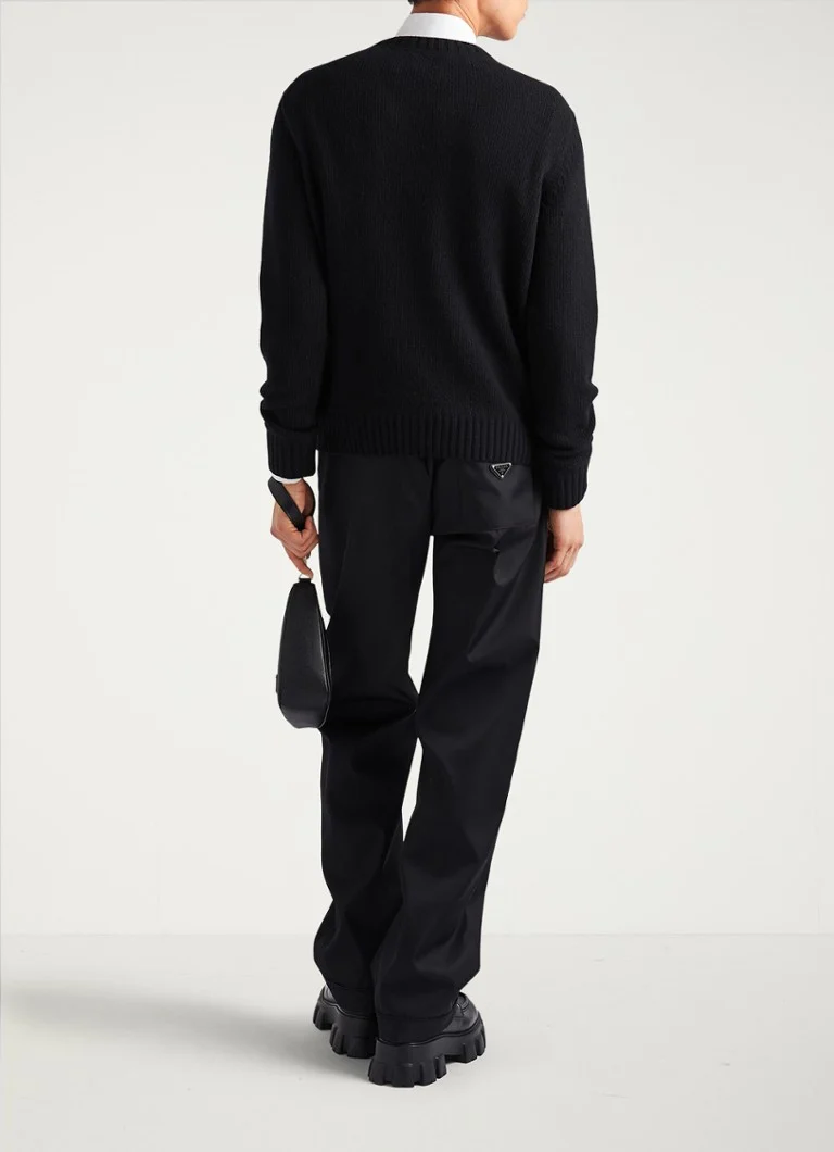 Prada Fine-knit pullover in cashmere blend with knitted-in logo