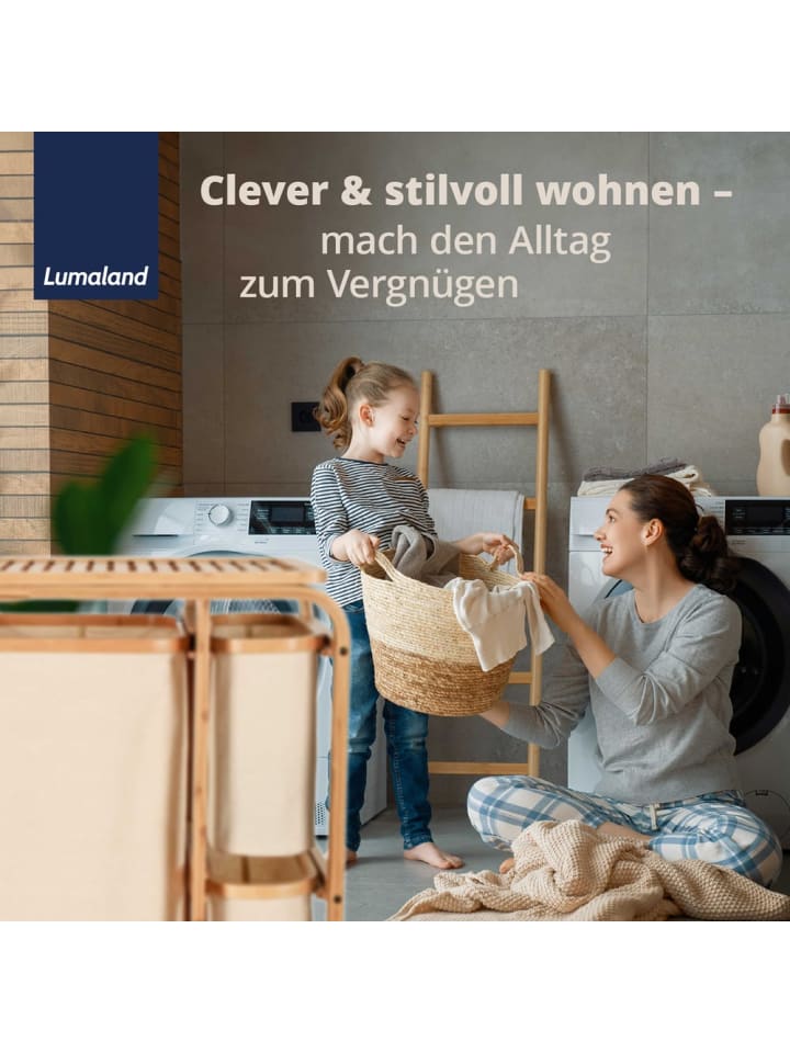 Lumaland Lumaland Wäschekorb aus Bambus mit 2 ausziehbaren Wäschesäcken Farbe Dunkelgr günstig kaufen onesize