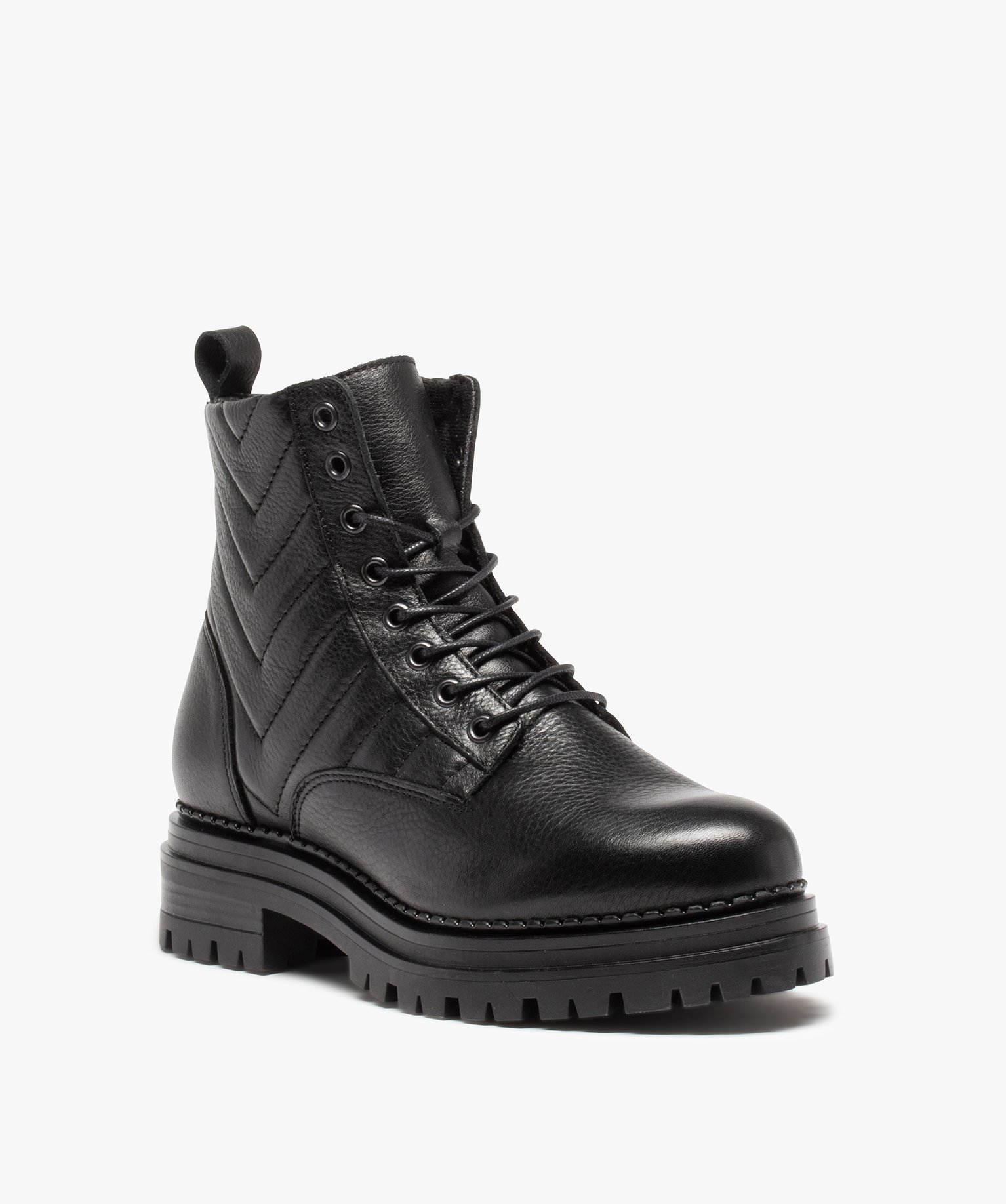 Bottines femme unies dessus cuir à semelle crantée - Tanéo noir | GEMO