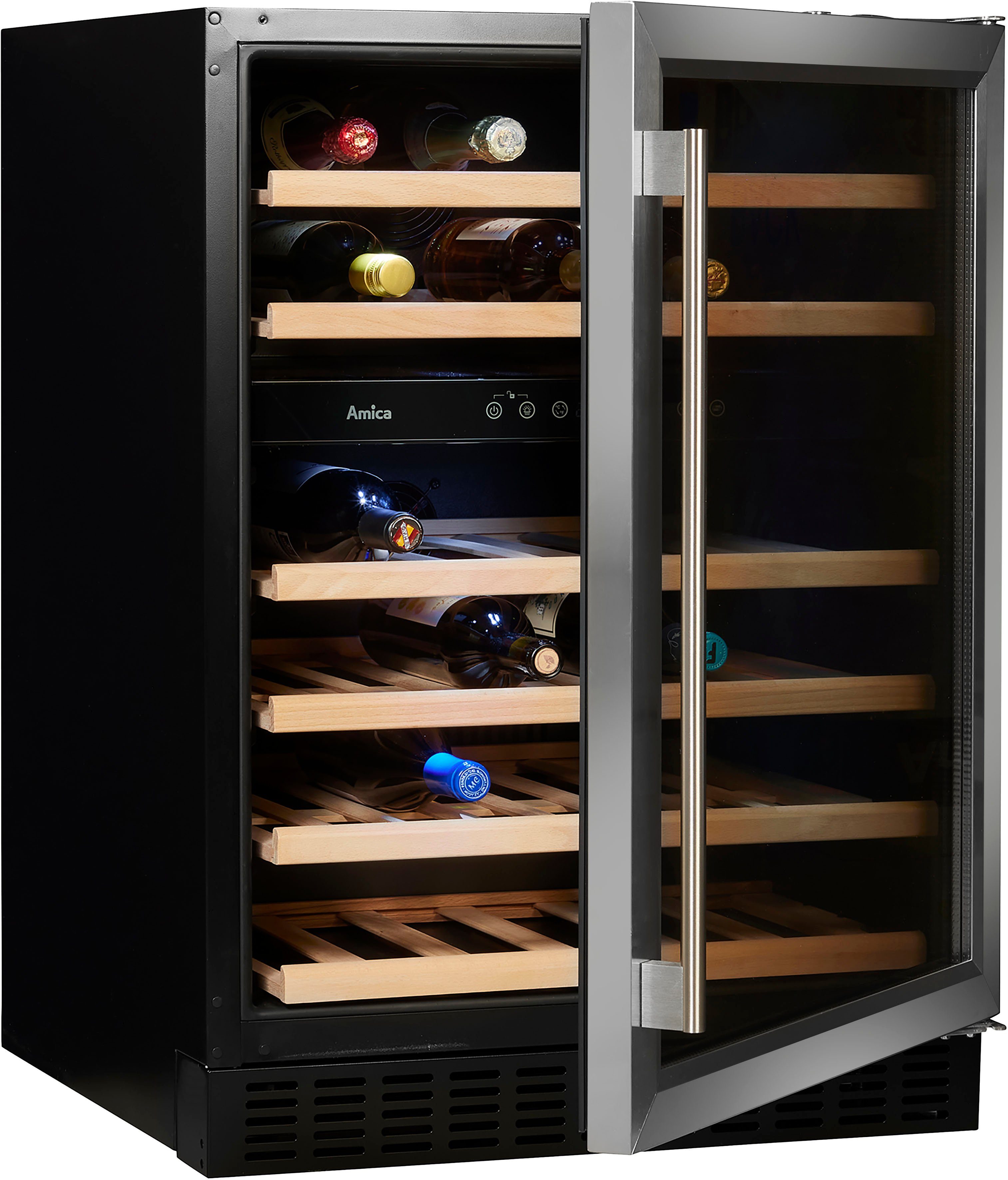 Amica Weintemperierschrank WK 341 111 E,für 46 Standardflaschen á 0,75l, Standkühlschrank