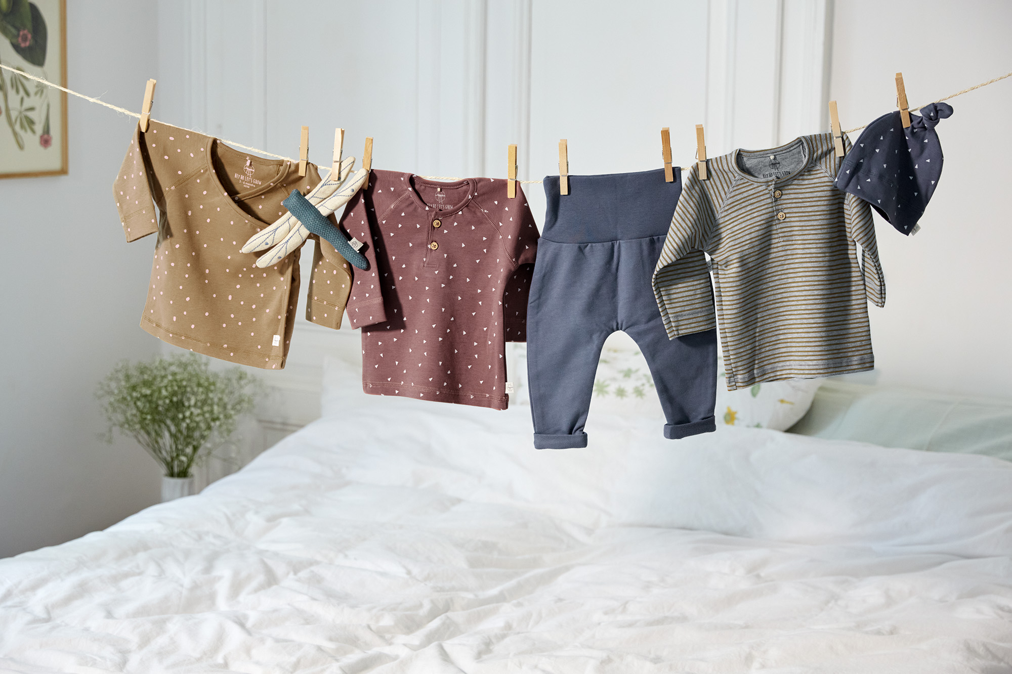 Baby Wickelshirt - Bio Baumwolle, Dots, Curry